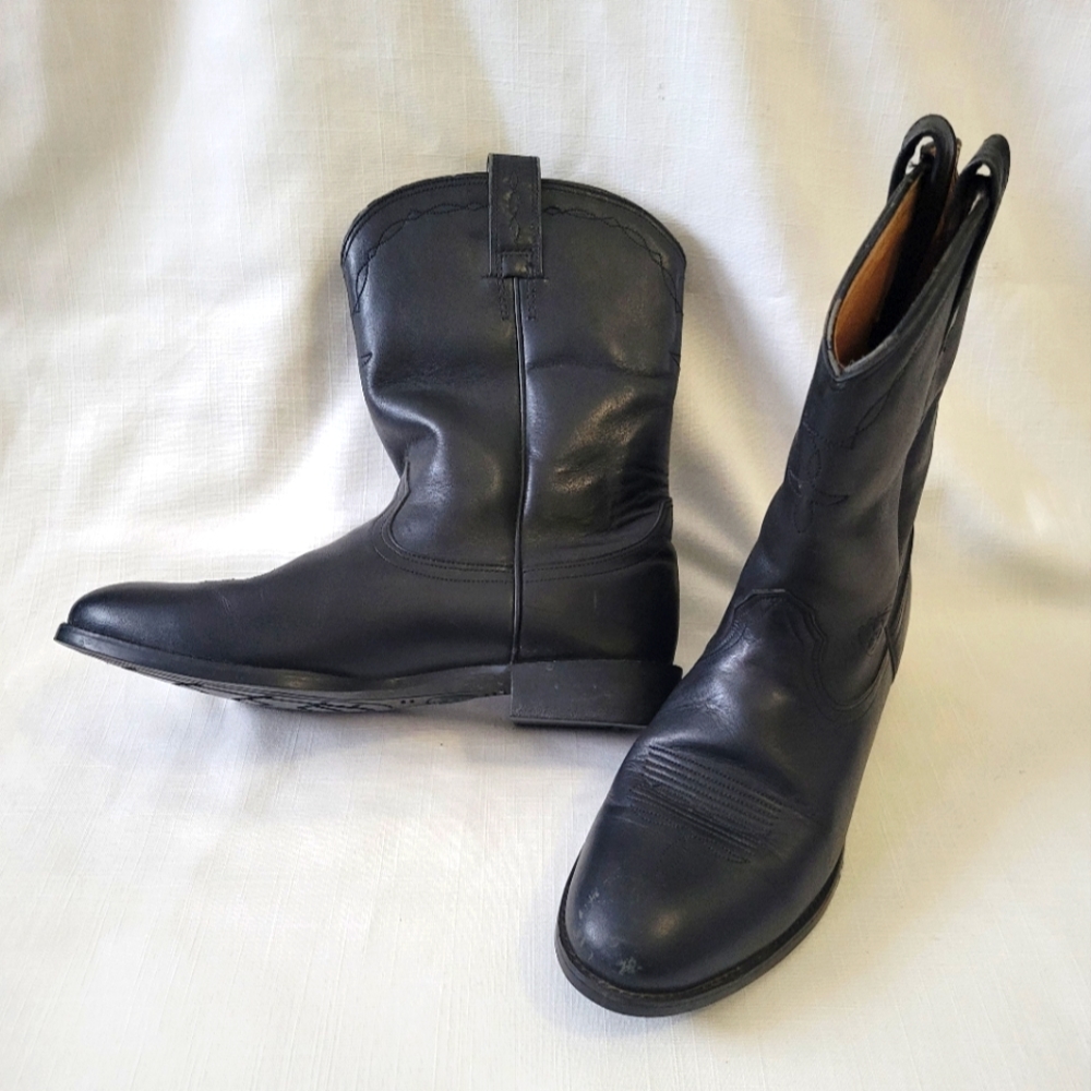 Mens Ariat Heritage Black Leather Roper Boots Size 8.5B - Picture 8 of 16